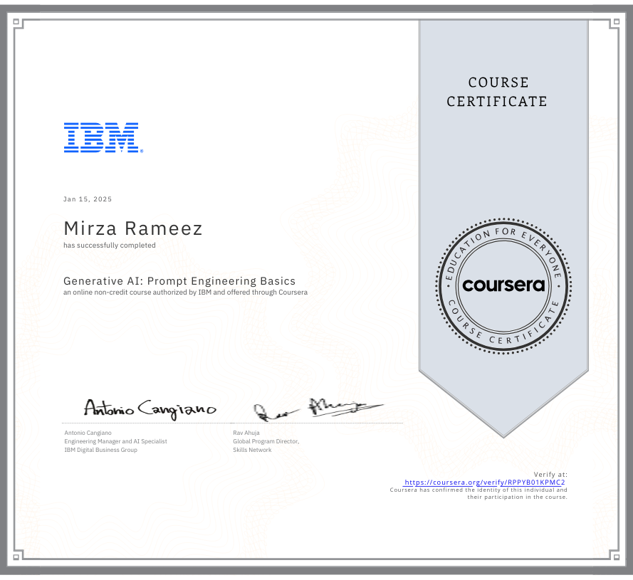 Prompt Engineering Certificate